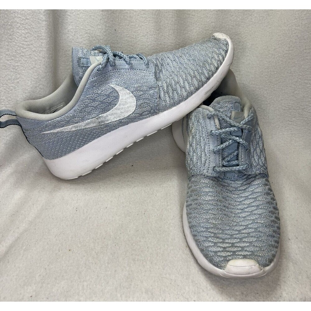 Nike Womens Roshe One Flyknit 704927-401 Gray Blue Running Shoes Sneakers Size 8